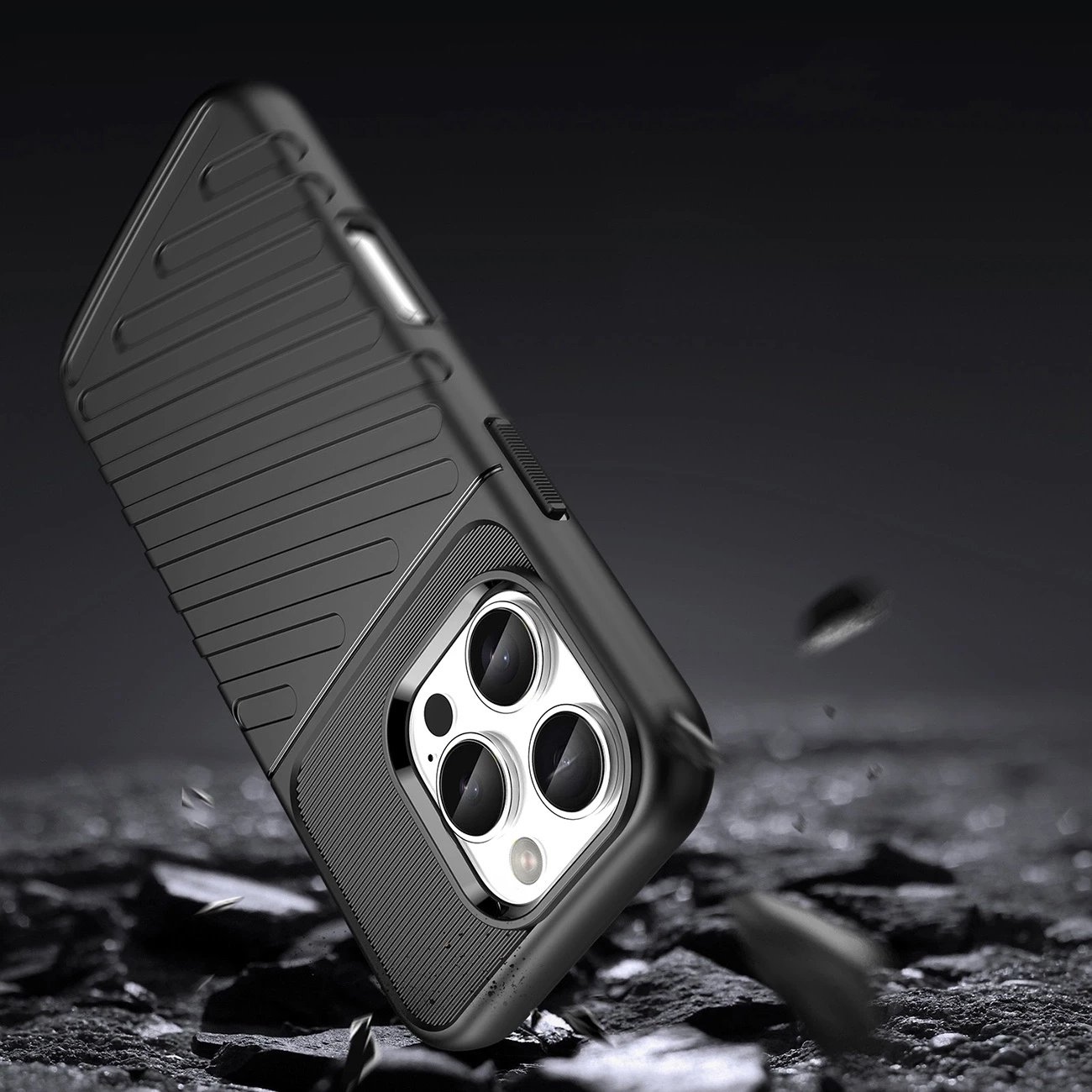 Mbështjellës Hurtel Thunder Case për iPhone 16e, TPU, i zi