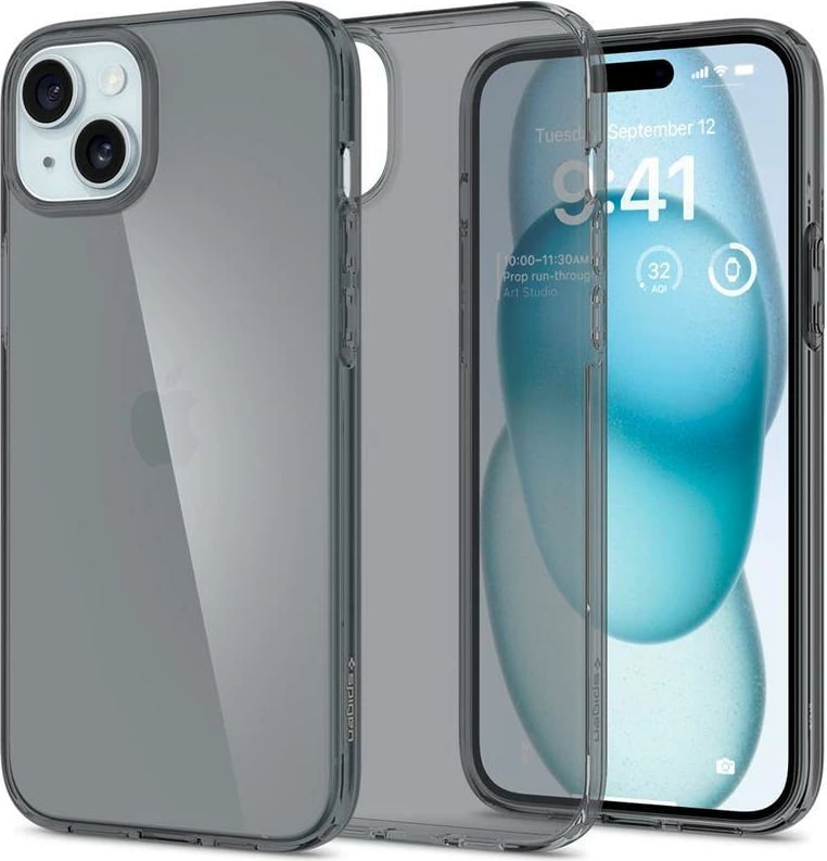 Mbështjellës Spigen Crystal Flex për iPhone 15 Plus, Gri-Transparent