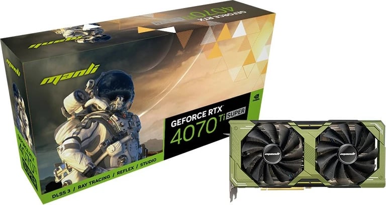 Kartelë grafike MANLI M-NRTX4070TIS/6RMHPPP-M2592, GeForce RTX 4070 Ti SUPER, 16 GB, GDDR6X, 256 bit, 7680 x 4320 pixels, PCI Express 4.0