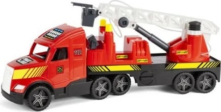 Kamion zjarrfikës lodër, Wader, Magic Truck Action 36221, 79 cm, me shkallë të zgjatshme dhe zorrë me ujë, e kuqe/zezë/bardhë/verdhe