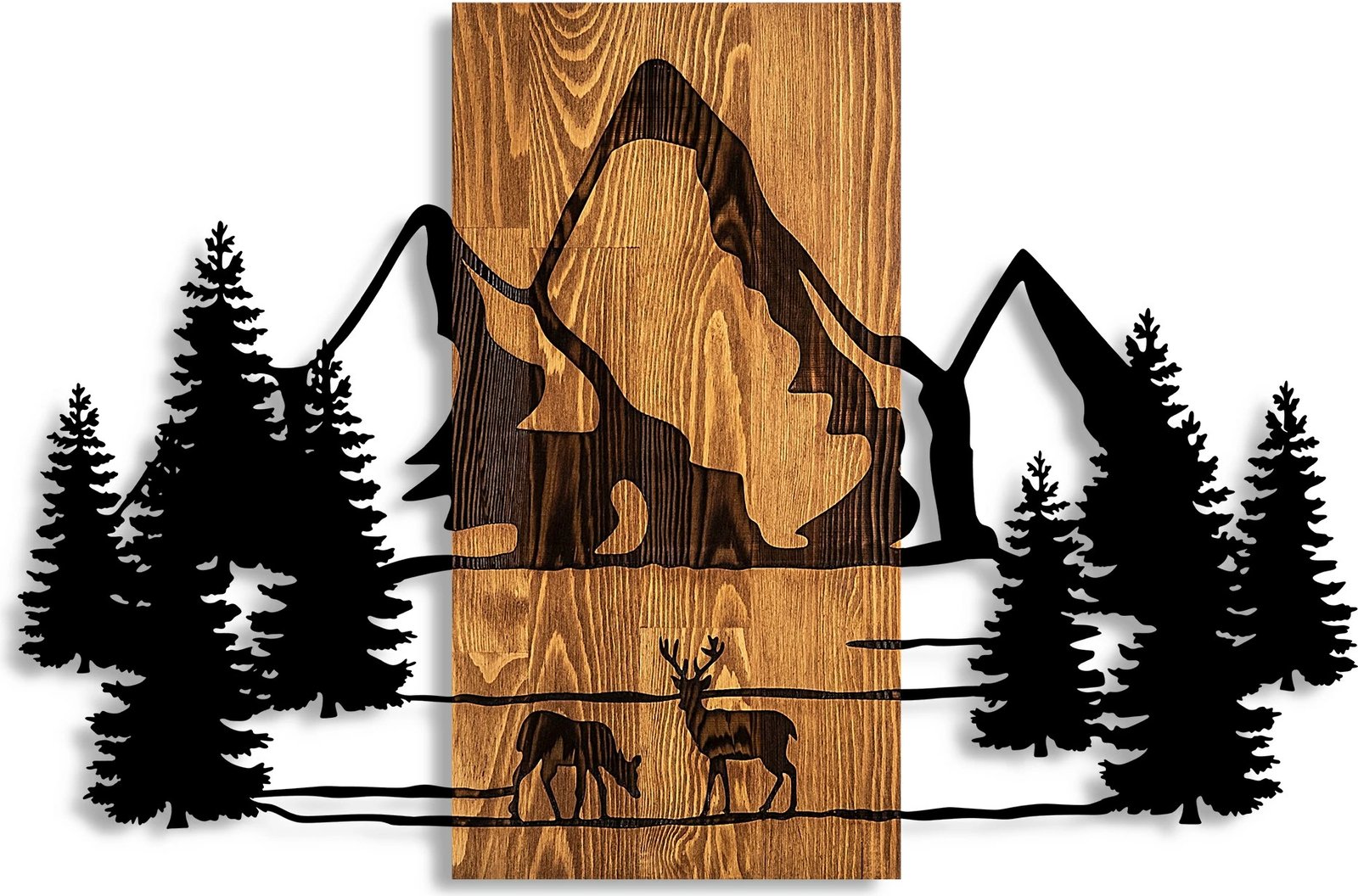 Aksesor dekorativ muri prej druri, Wallity, Habitat natyral, ngjyrë arre dhe e zezë, 57x88cm