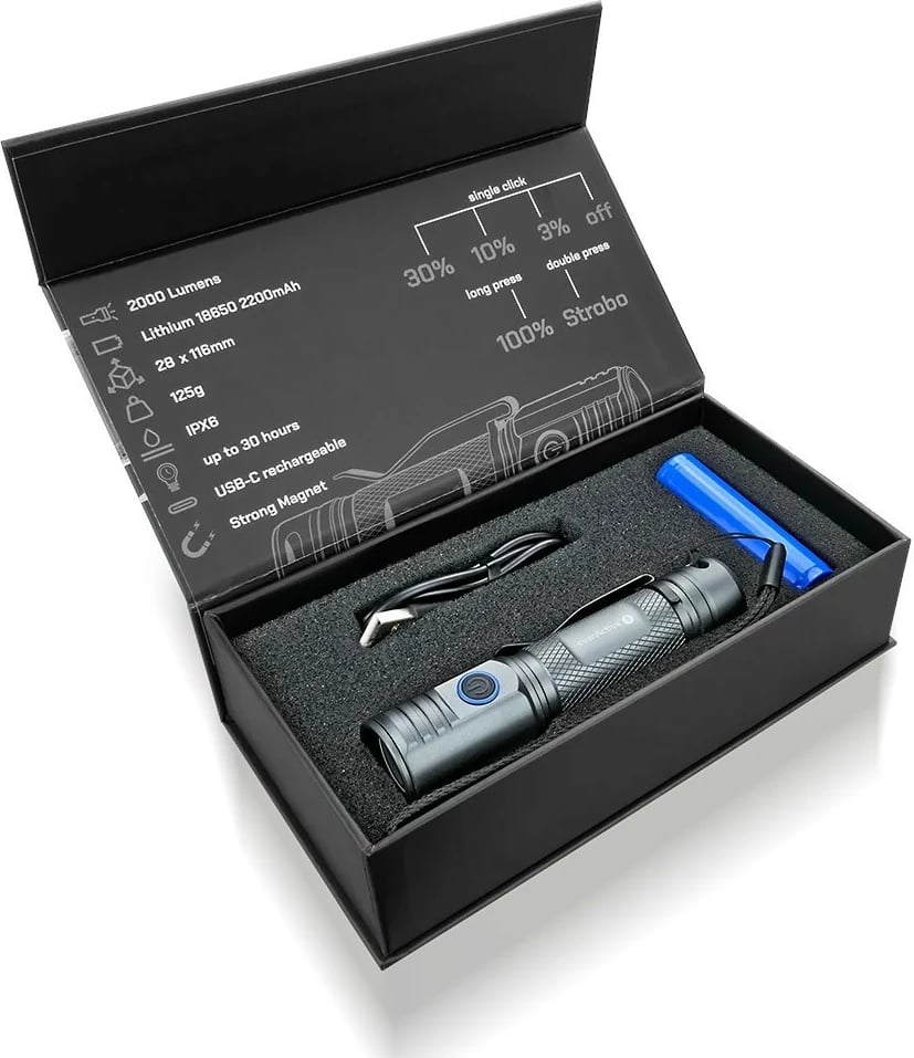 Elektrik dore everActive FL-2000R, LED, 2000 lumens, IPX6, i zi