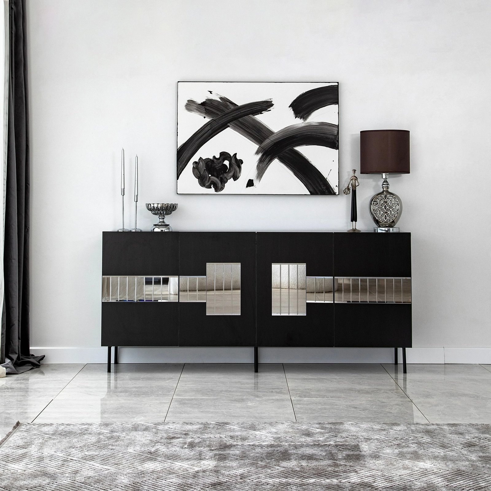 Konsolë Skye Decor Paris, e zezë, fume