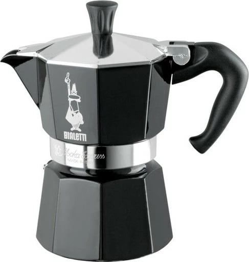 Moka Bialetti Moka Express, 3 filxhanë, alumini, e zezë