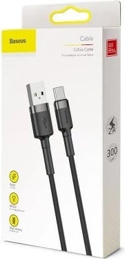 Kabllo USB Baseus CATKLF-UG1, 3 m, USB A në USB C, E zezë Kabllo USB Baseus CATKLF-UG1, 3 m, USB A në USB C, E zezë