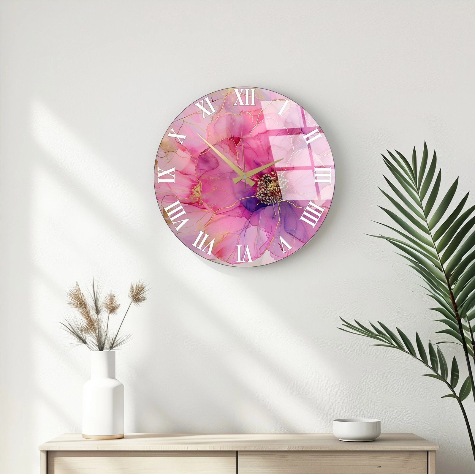 Orë muri dekorative prej xhami, shumëngjyrëshe, Wallity Huhu339, 40x40cm