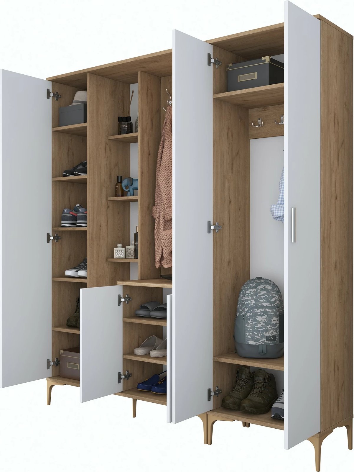 Stendë për korridor, ngjyrë arre dhe e bardhë, EA129 - 2797