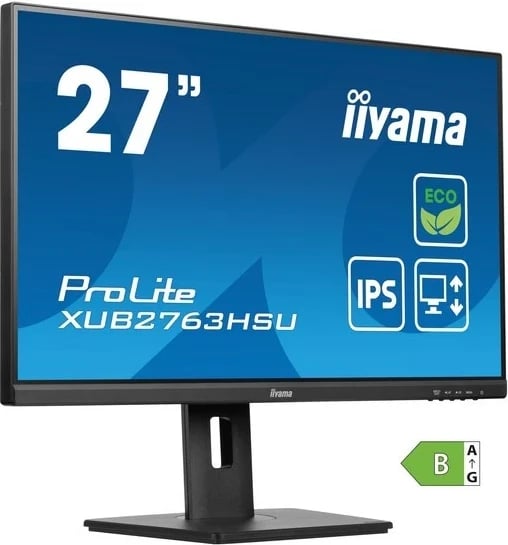Monitor iiyama ProLite XUB2763HSU-B1, 27 inç, Full HD, IPS, me kabllo HDMI, USB dhe për energji, ngjyrë e zezë