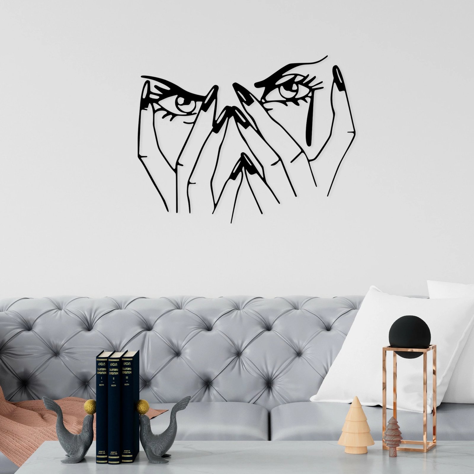 Aksesor dekorativ metalik për mur, Wallity, sy gruaje, ngjyrë e zezë, 54x70cm