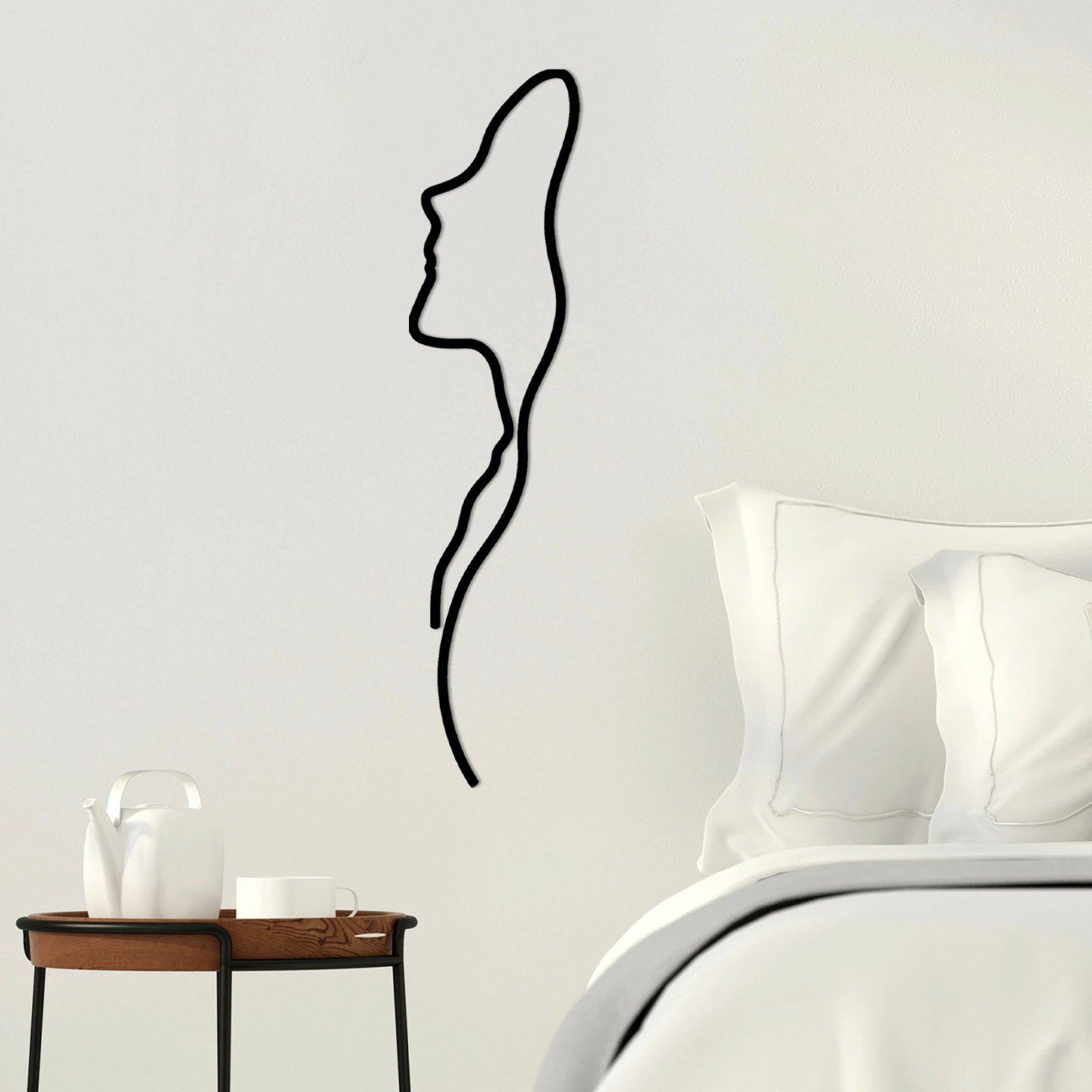 Aksesor dekorativ metalik për mur, profil fytyre gruaje, Wallity