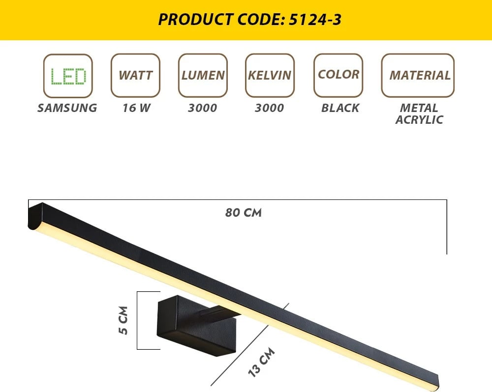 Llambë muri Opviq, L1650, e zezë