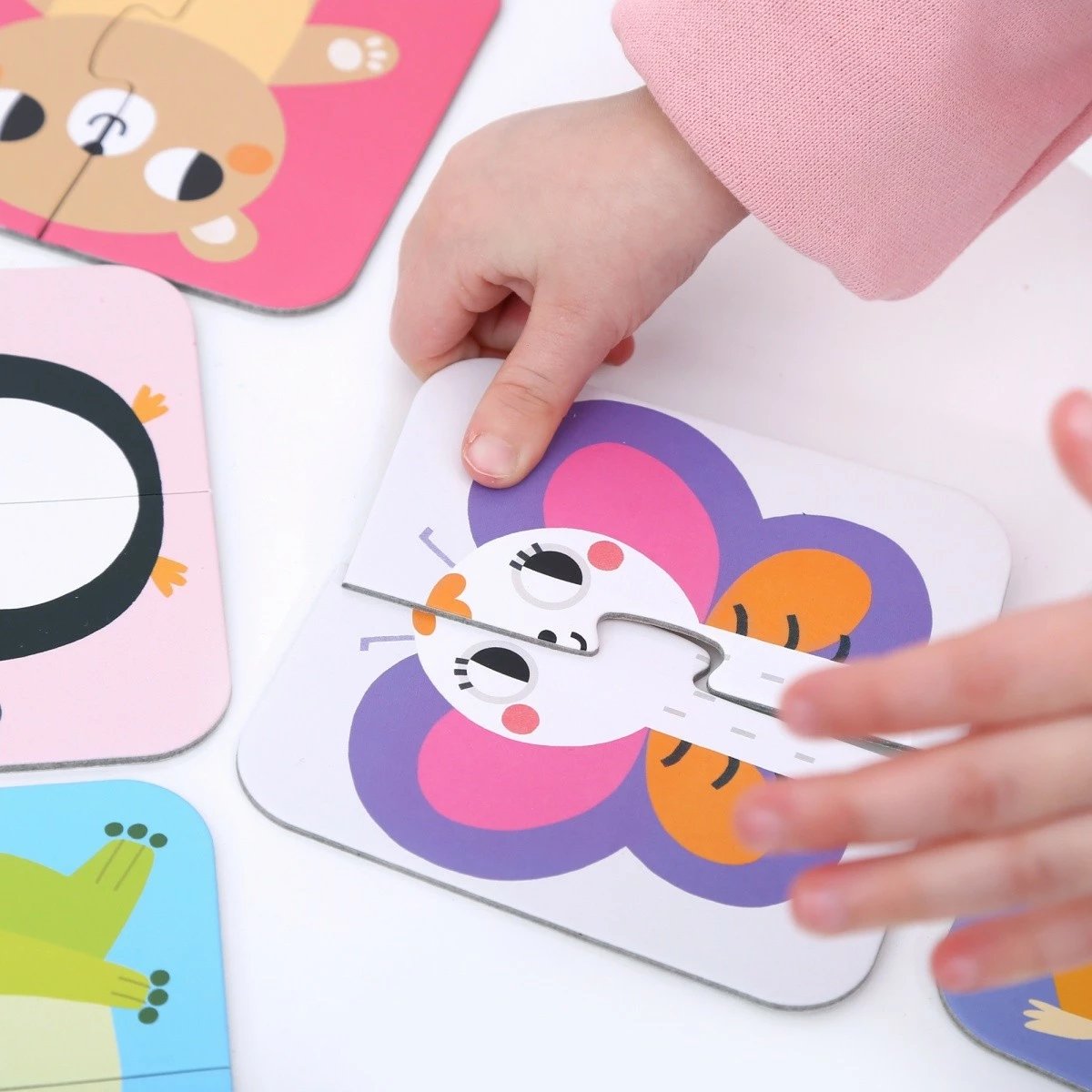 Puzzle kafshë CzuCzu I Assemble Halves, 8 copë, për fëmijë, shumëngjyrëshe