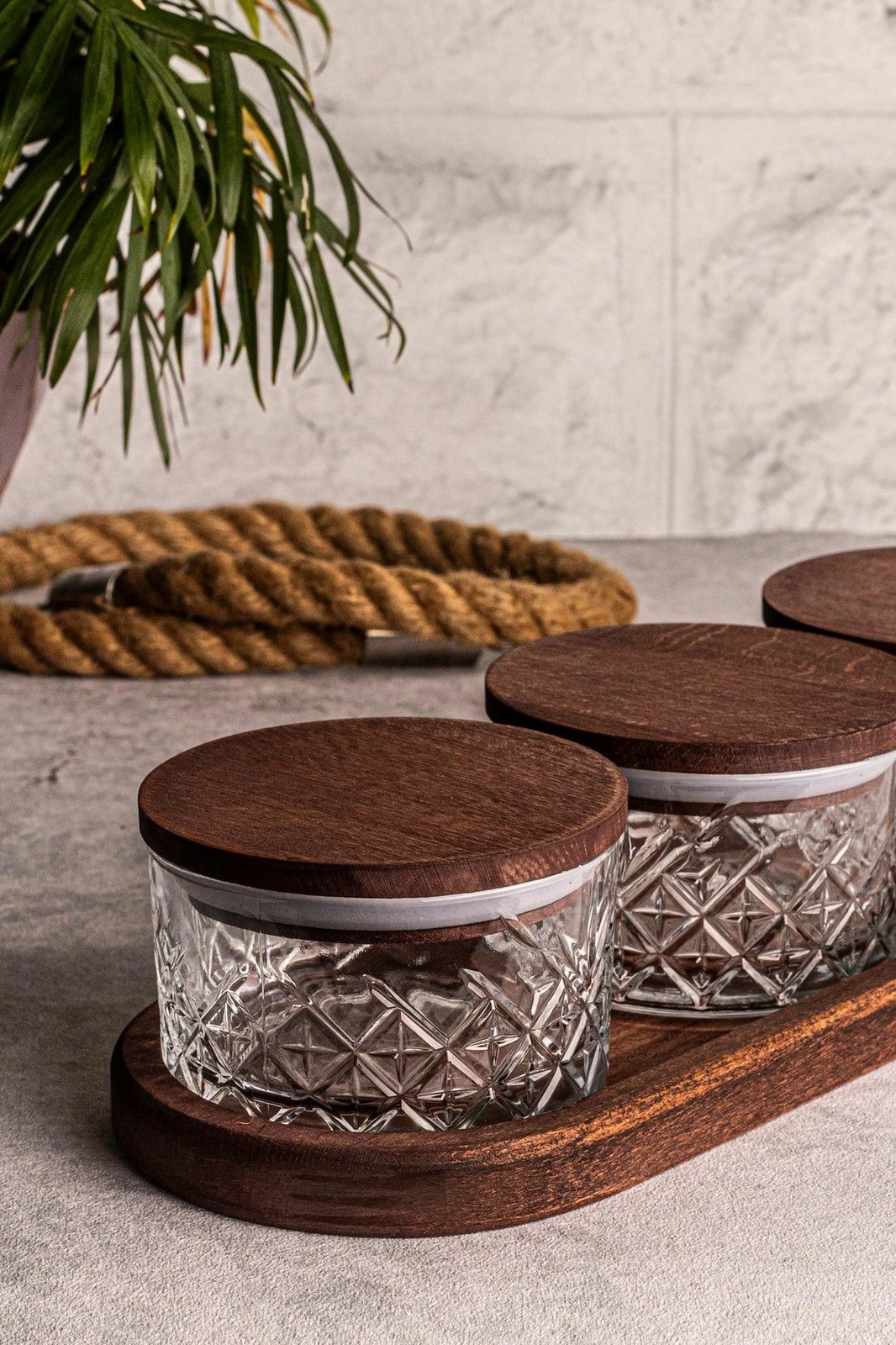 Set pjatash qelqi me kapak druri, 9 pjesë, Hermia Concept, Milla 5