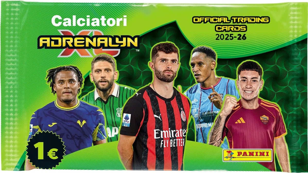 Karta koleksionuese Panini Calciatori Adrenalyn 2025-26, 6 karta për paketë, me kupon QR, display 24 paketime, 048-45001DIS