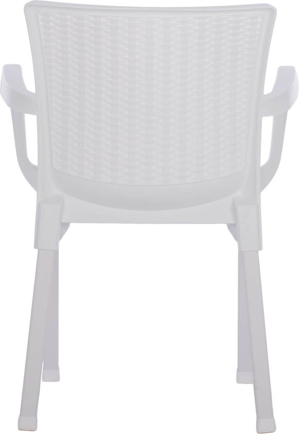 Karrige e bardhë polipropileni rattan, këmbë alumini, FH5591.01, 60x60x82 cm