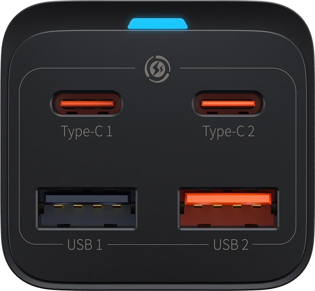 Karikues i shpejtë Baseus GaN3 Pro 65W, 2x USB Type-C, 2x USB, me kabllo USB-C 1m, Zi