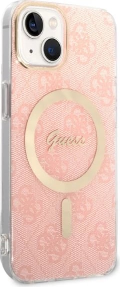 Set mbështjellës Guess GUBPP14MH4EACSP me karikues wireless për iPhone 14 Plus 6.7", rozë