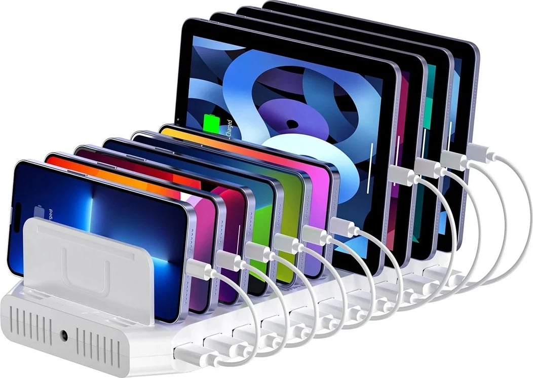 Stacion karikimi UNITEK, 10x USB, 2.4A, 60W, Bardhë
