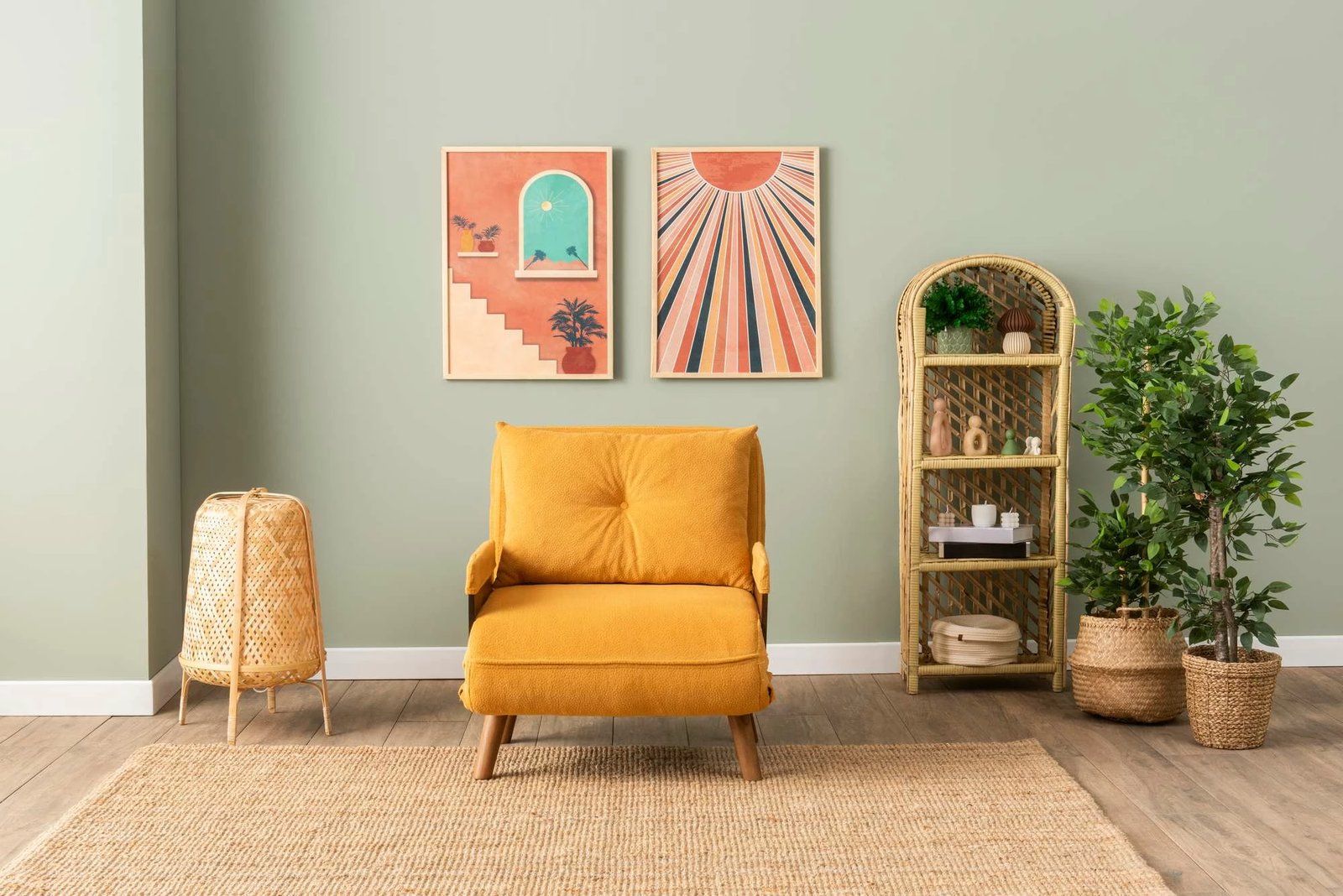 Krevate-karrige një vendës Cosmo, ngjyrë mustardë, Atelier del Sofa