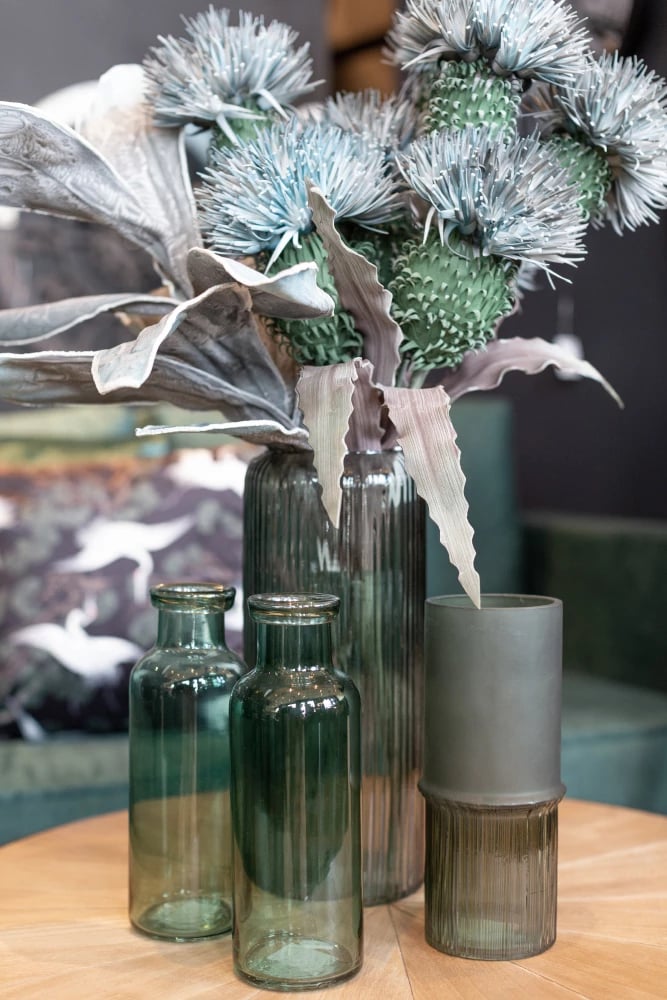 Shishe dekorative JARDIN, qelq e gjelbër, 9x9x26cm