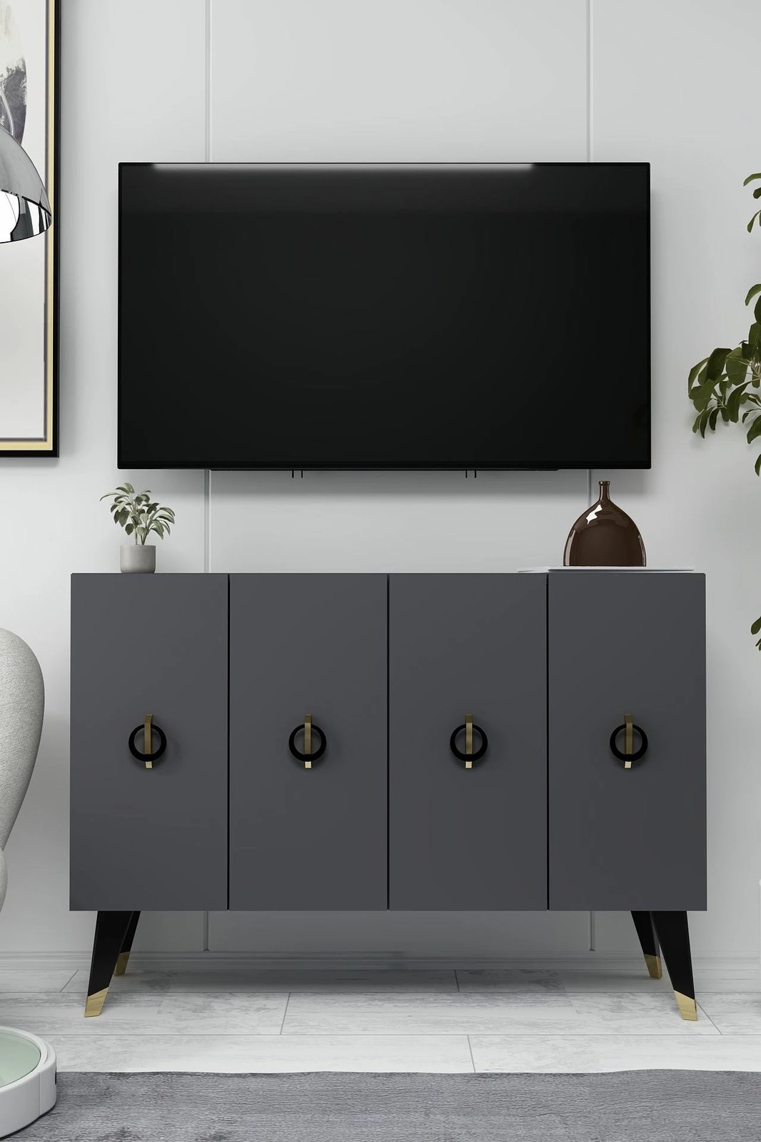 Konsol Skye Decor, anthracite, e zezë, ari, 8183KM-32