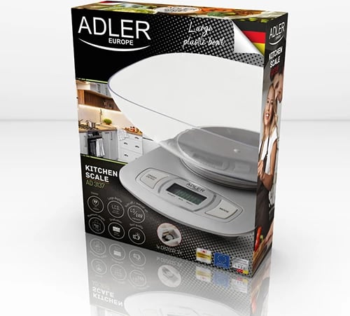 Peshore kuzhine, Adler AD 3137, kapacitet 5 kg, ndarje 1 g, tas 1.5 L, argjendtë