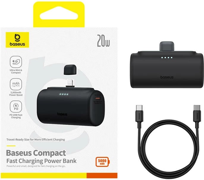 Powerbank Baseus Compact IP 5000mAh 20W, e zezë