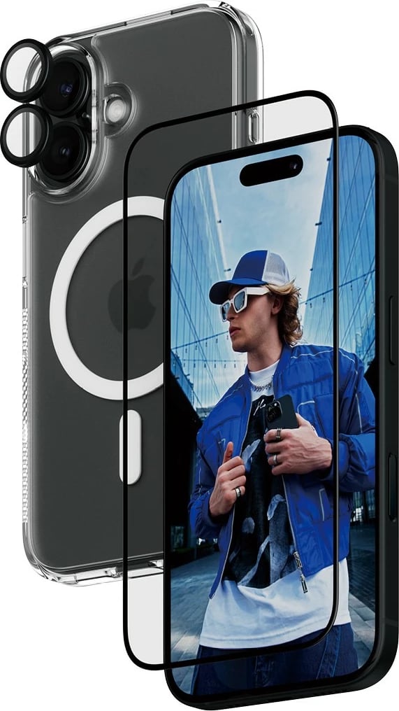 Mbështjellës dhe mbrojtës ekrani PanzerGlass për iPhone 16, transparent