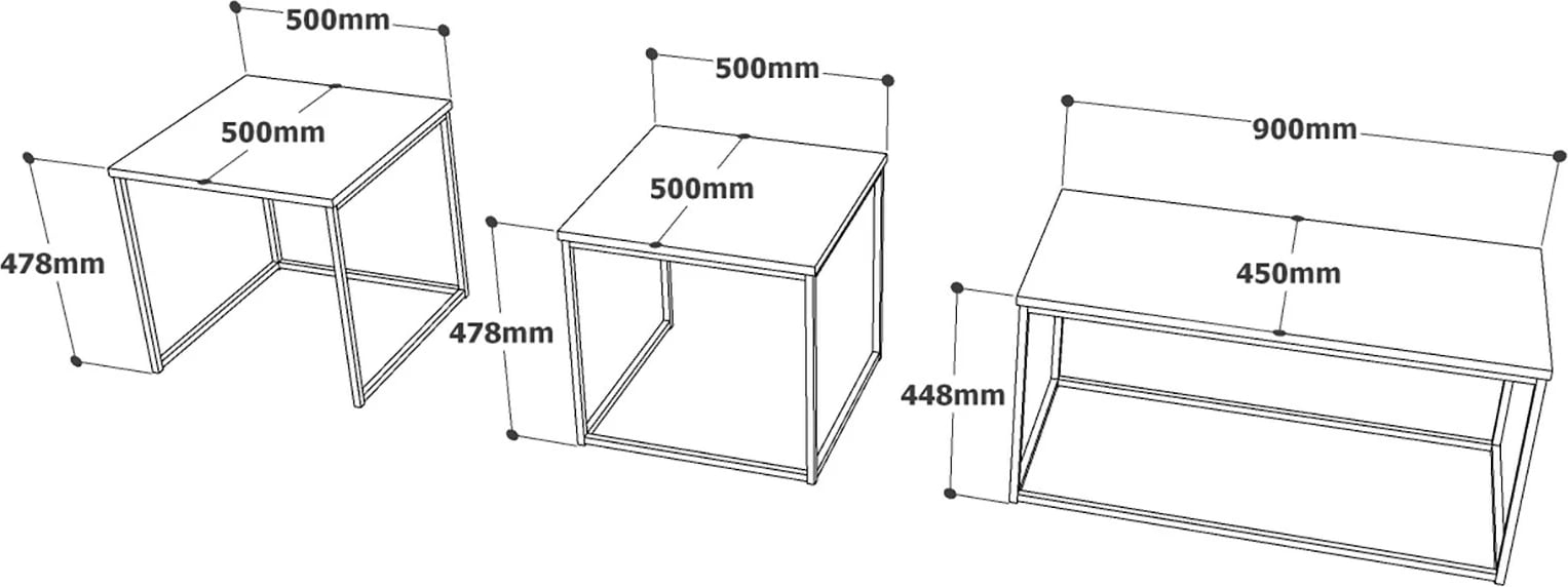 Tavolinë kafeje set prej tre pjesësh, ngjyrë Atlantic Pine, Skye Decor, Vg9-A