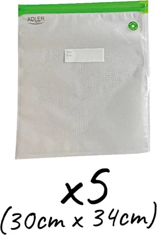 Set qese vakumi, Adler, AD 4514.2, ripërdorshme, 3 madhësi 22x21cm/26x28cm/30x34cm, set 15 copë