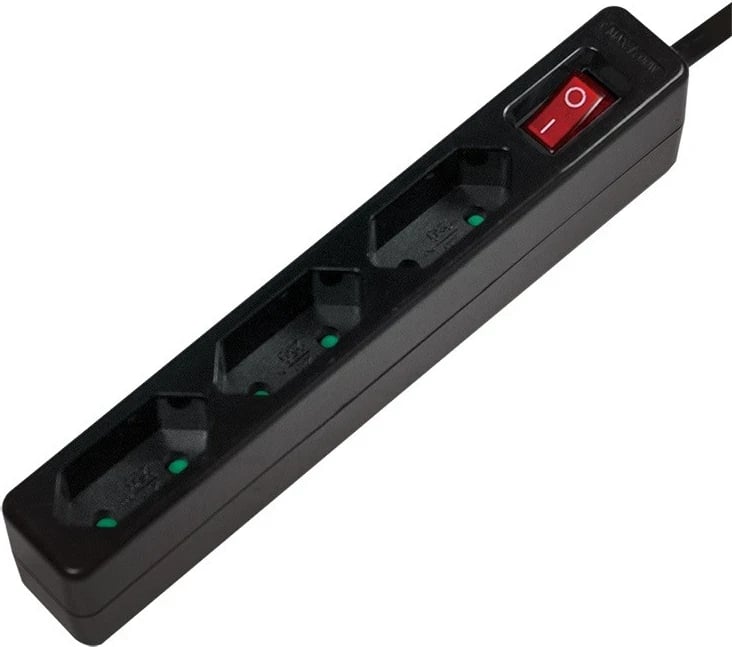 Kabllo vazhduese Logilink, 3 priza, 1.5 m, e zezë