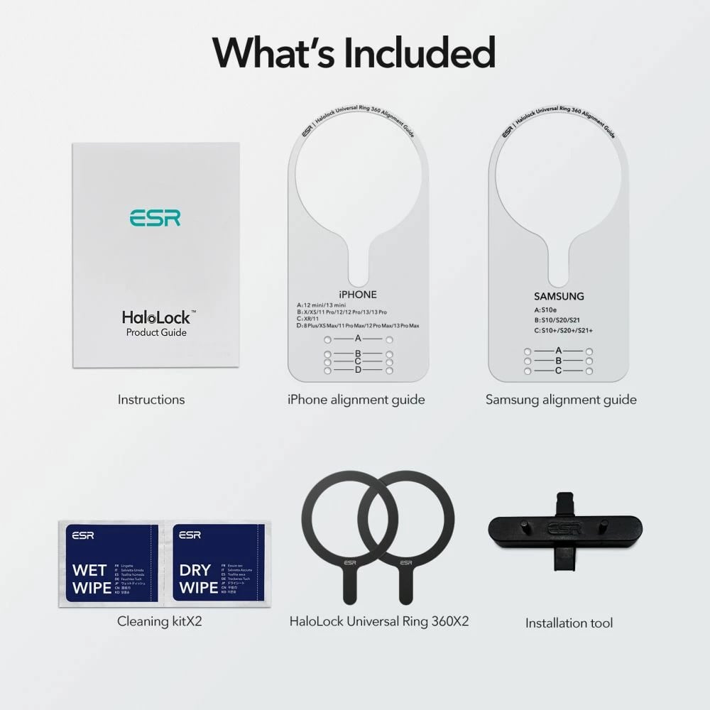 Unaza universale MagSafe ESR HaloLock, 2 copë, e zezë