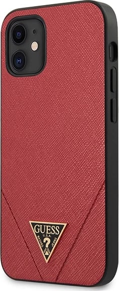Mbështjellës, Guess, GUHCP12SVSATMLRE, për iPhone 12 mini 5.4", hardcase Saffiano, eko lëkurë/TPU/PC, e kuqe