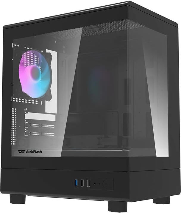 Kasë Darkflash DB330M me 3 ventilatorë aRGB, Mini Tower, e zezë