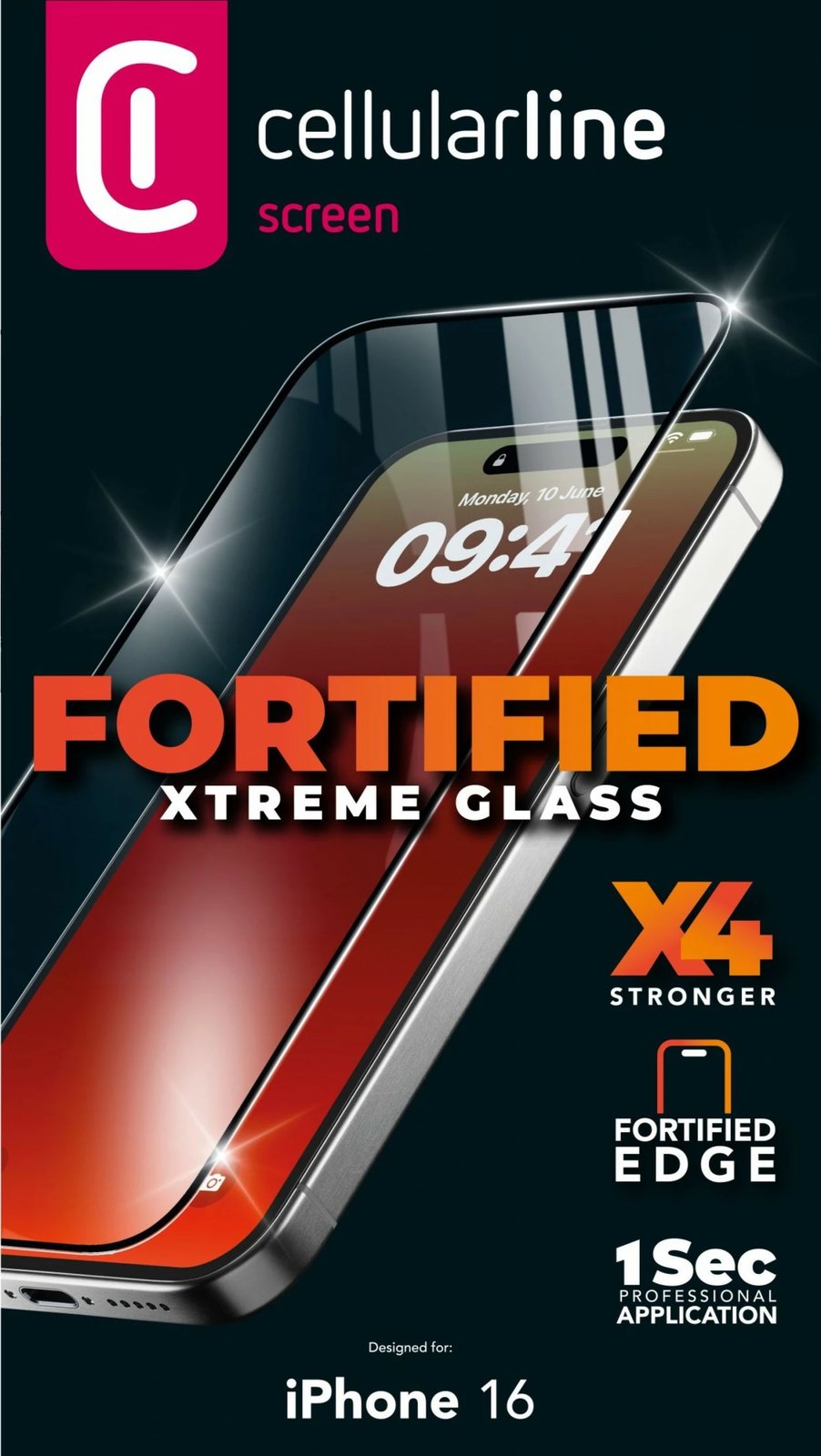 Mbështjellës xhami Cellular Line për iPhone 16, transparent