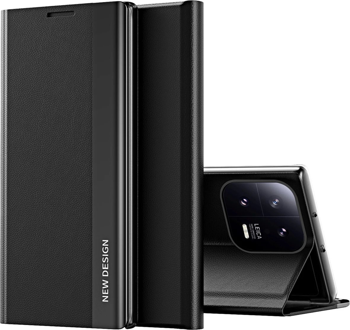 Mbështjellës Hurtel Sleep Case Pro për Xiaomi 13 Lite, me kapak dhe qëndrim, i zi