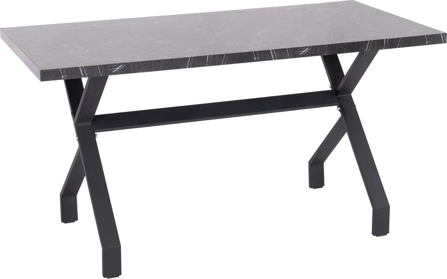 Tavolinë kuzhine LANA, pamje mermeri të zi, këmbë metali të zeza, FH18221.02, 140x70x72.5 cm