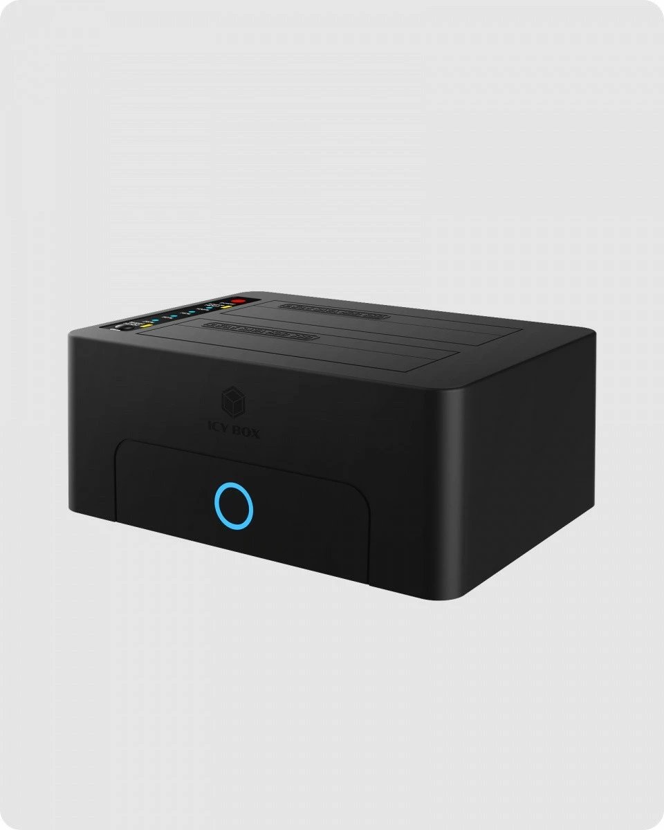 Docking station IcyBox IB-1232CL-U3 për 2x2.5" ose 3.5" SATA HDD, USB 3.0, e zezë