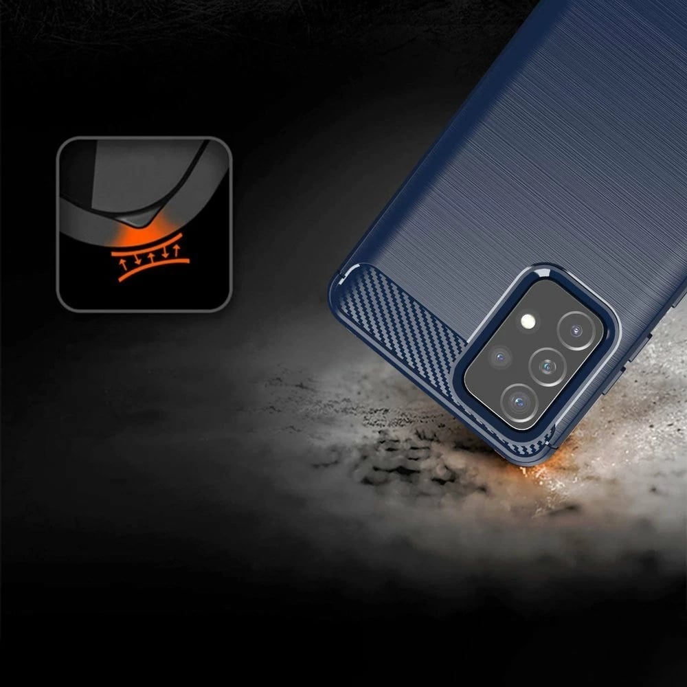 Mbështjellës Hurtel Carbon Case për Samsung Galaxy A72 4G, TPU, Blu