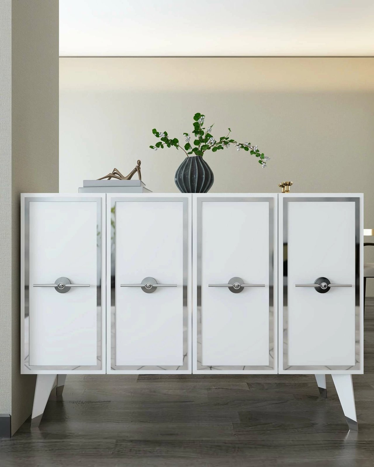 Konsol Skye Decor, e bardhë, argjend, 8174KM-32