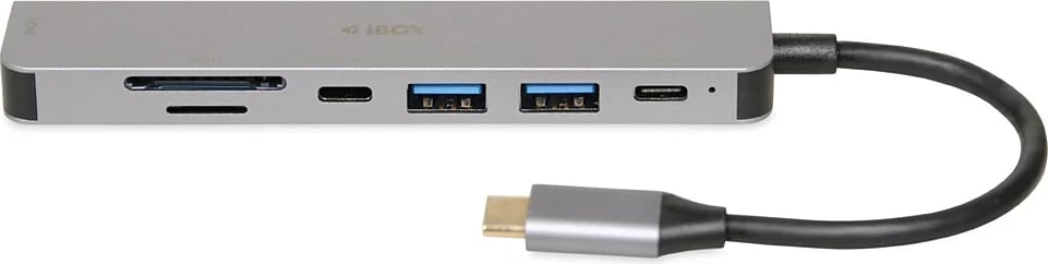 Dock për notebook IBOX IUH3SL4K, USB 3.2 Gen 1 (3.1 Gen 1) Type-C, Power Delivery 100W, Argjendtë
