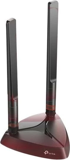 Kartë rrjeti Wi‑Fi 6 PCIe, TP-Link Archer TX3000E, AX3000, Bluetooth 5.0, antena me bazë magnetike, e zezë e kuqe