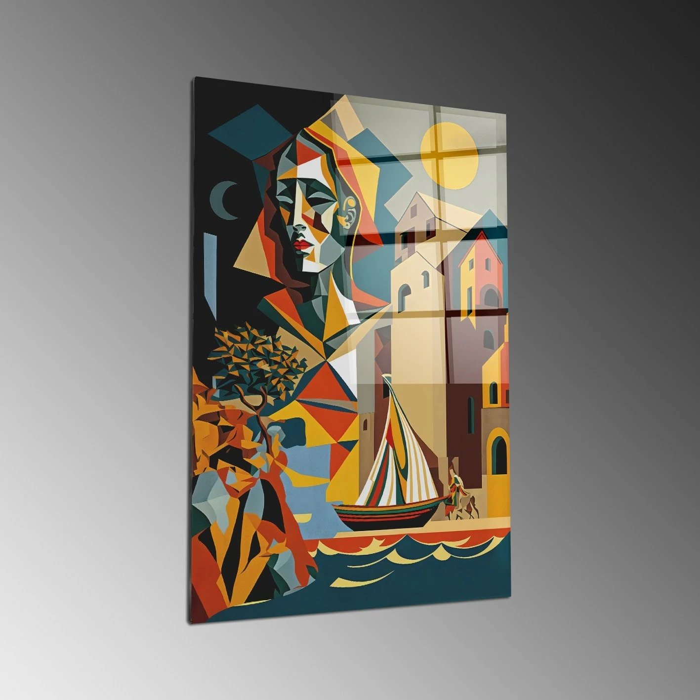 Pikturë dekorative prej xhami të temperuar, shumëngjyrëshe, CAM3691 - 50x70cm