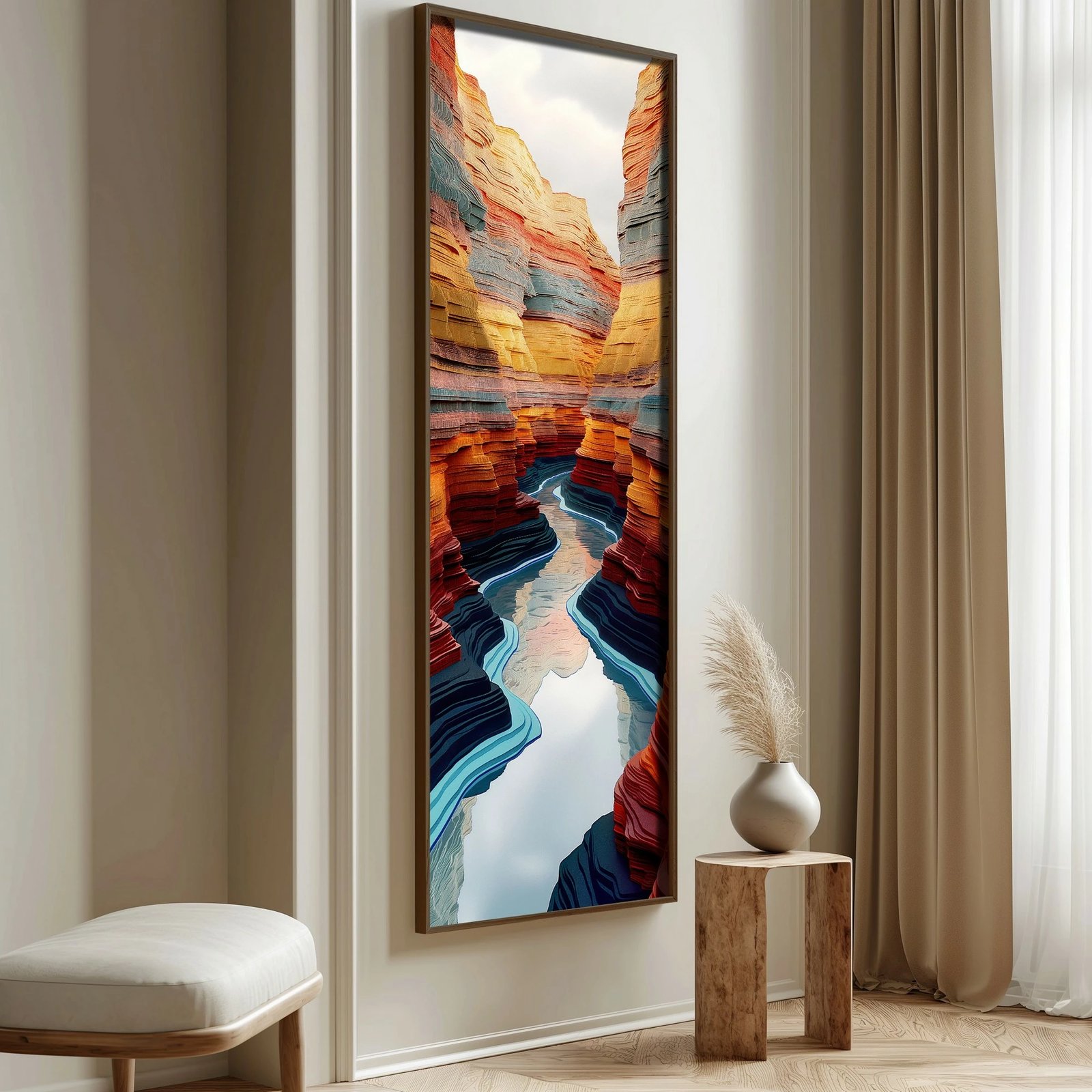 Pikturë dekorative me kornizë, MDF, Wallity, LONG008-S/120-40, shumëngjyrëshe, 40x120cm