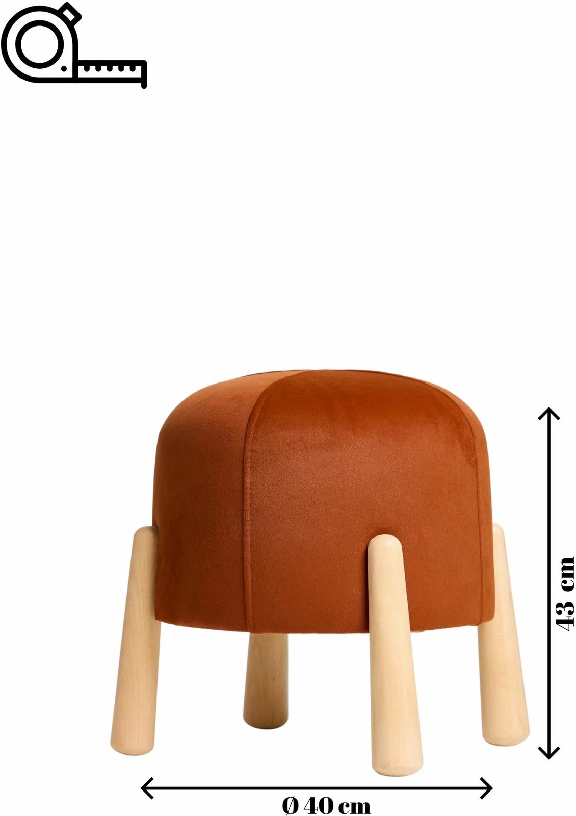 Tufet Floki, portokalli, këmbë druri, Atelier del Sofa