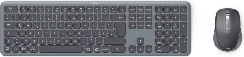 Set tastierë dhe maus wireless Hama WKM-550, QWERTY, për zyrë, e zezë/gri