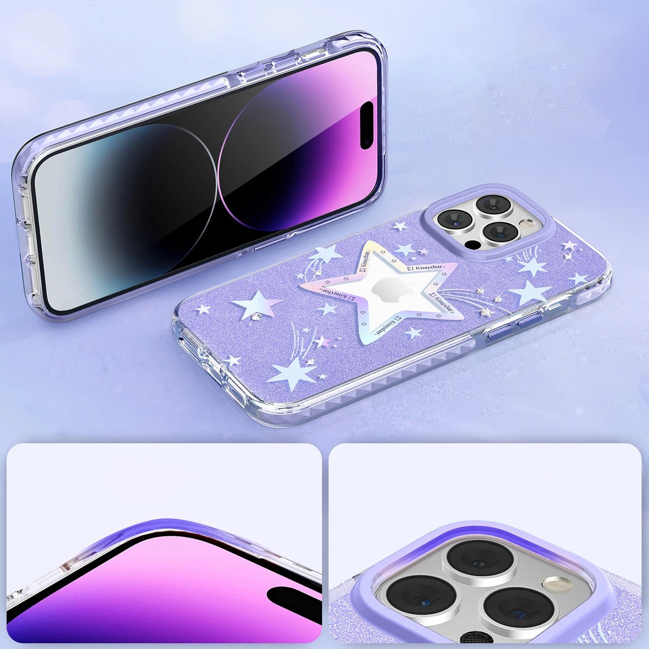 Mbështjellës Kingxbar Heart Star Series për iPhone 14 Plus, vjollcë star