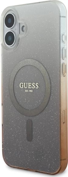 Mbështjellës Guess IML Glitter Gradient MagSafe për iPhone 16, Kafe Mbështjellës Guess IML Glitter Gradient MagSafe për iPhone 16, Kafe