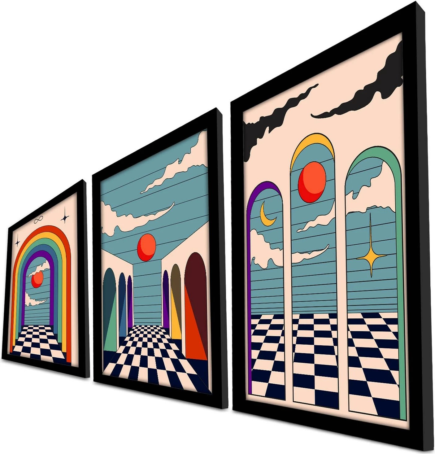 Pikturë dekorative me kornizë MDF (3 copë), Wallity, 3p3752softct-012