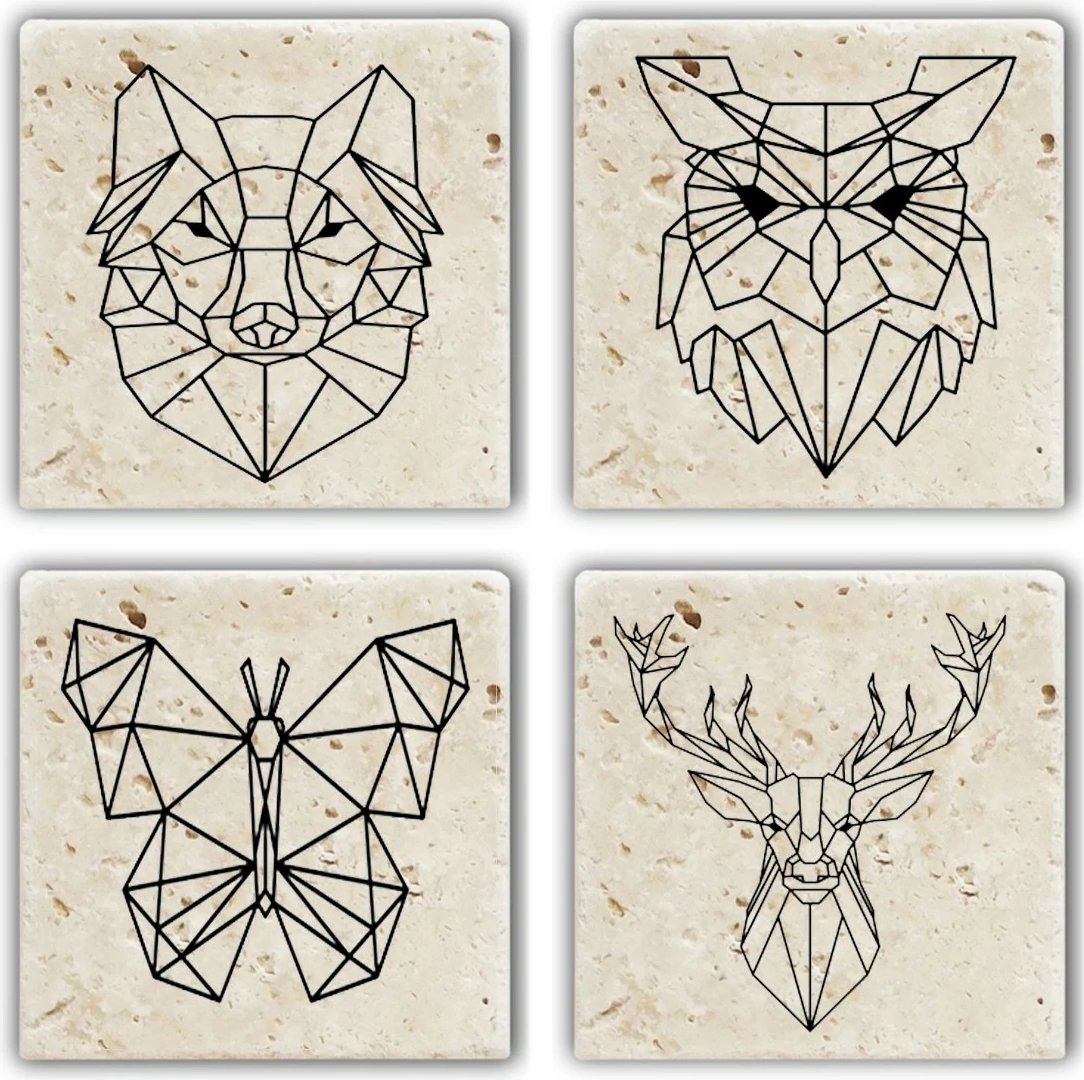 Set 4 copë nënshkopa guri natyral, Hermia, TBA7436502835841